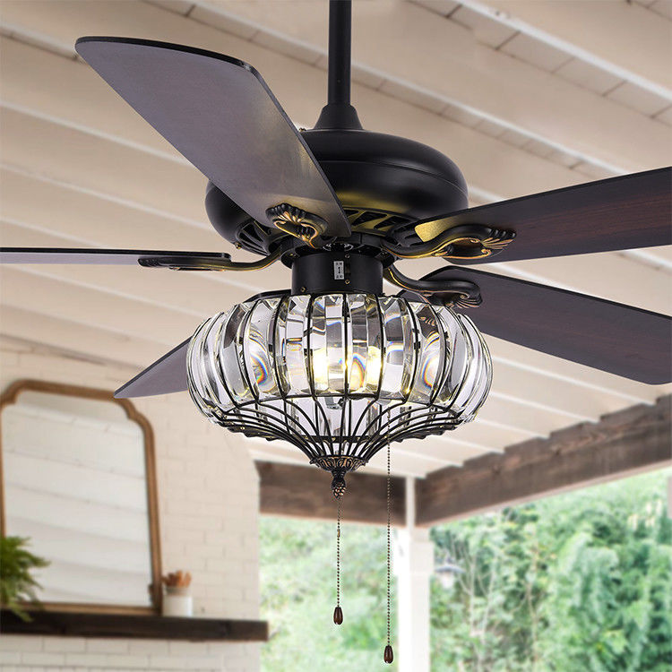 Pemasangan Permukaan 120V 65W Industrial Ceiling Fan Light / 52 Inch 5 Blade Ceiling Fan