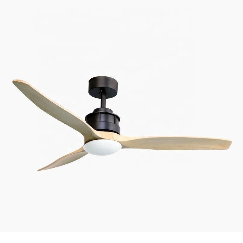 Dekorasi Ruang Tamu 40w 52 Inch Kayu Ceiling Fan Light 3 Blades Motor DC