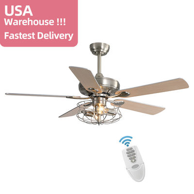 Modern Matte Brown 120V 60w 52 Inch Crystal Ceiling Fan Light Gaya Eropa