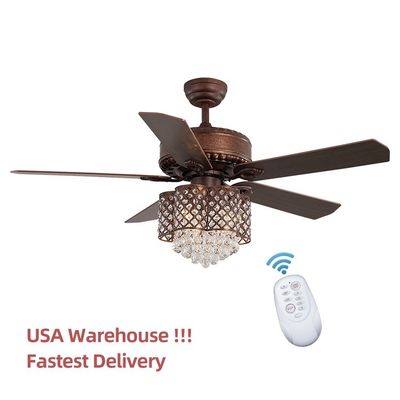 52 Inch Remote Control 120V Lampu Langit-langit Kristal Modern Di Ruang Makan